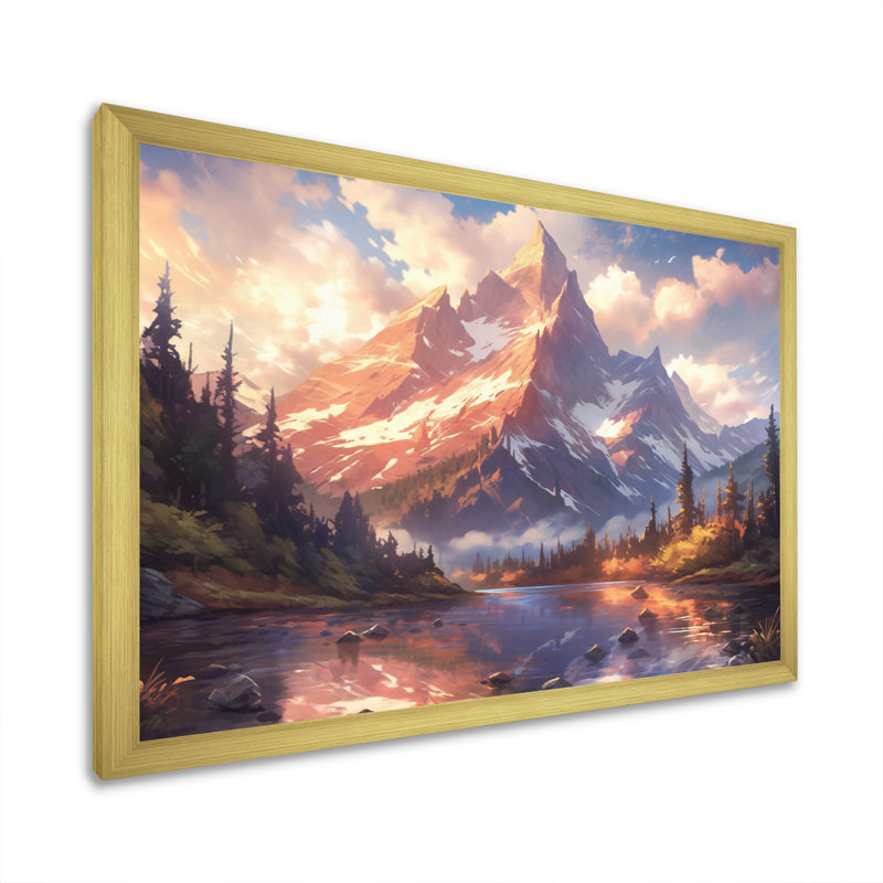Impression sur toile Mountain View Bliss I - campagne, H 16 po x l 32 po x P 1 po, Cadre doré à une seule photo