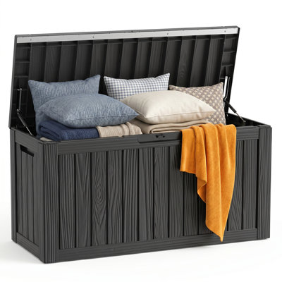 80 Gallons Water Resistant Lockable Resin Deck Box Durable Patio Storage Box