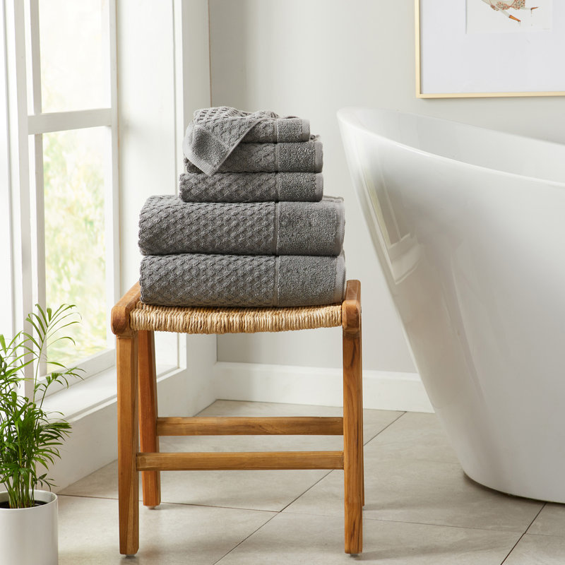 Ensemble de serviettes 100% coton ultra doux et absorbant, Gris foncé, Ensemble de serviettes 6 pièces