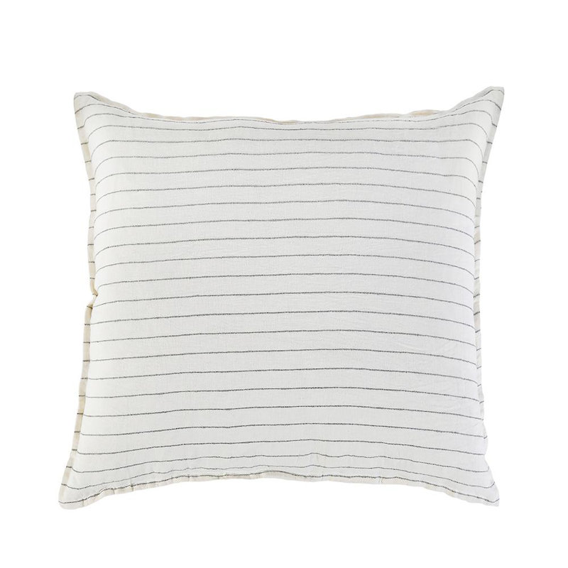 Blake Linen Shams, Cream/Gray, Euro