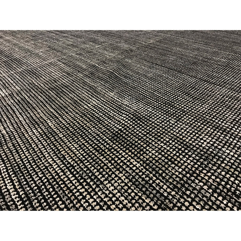 Tapis brun et noir de haute qualité noué à la main, Rectangle 12 pi x 15 pi