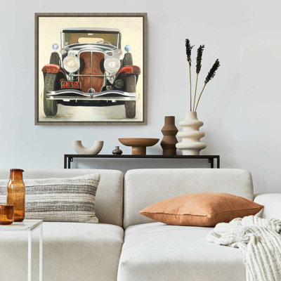 Vintage Luxury Car Framed Canvas | Brown Home Decor Art