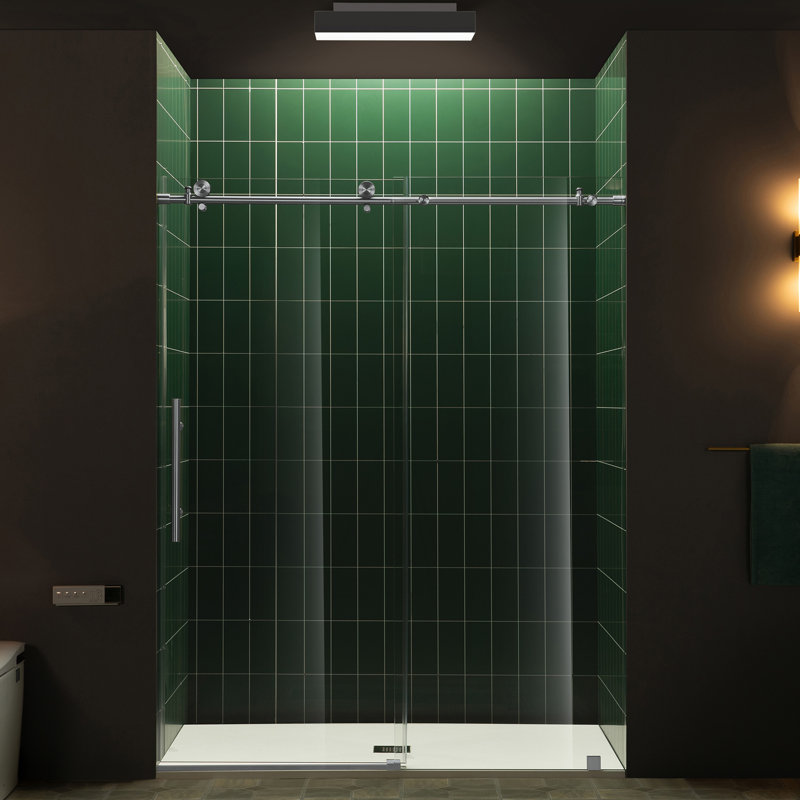 56"-60" W X 80" H Single Sliding Frameless Shower Door | 5/16" (8Mm) Thickened Upgrade Tempered Glass | Stainless Steel Hardware | Safe, Explosion-Resistant, Clear & Stylish, Sturdy & Durable