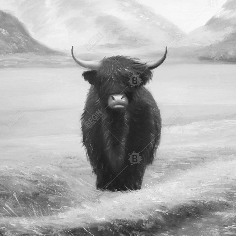 «Vache Highland monochrome»
