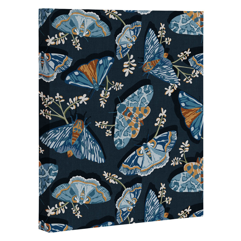 Reproduction d'art encadrée Heather Dutton Gathering Moths Midnight, H 30 po x l 24 po x P 1,25 po, Toile tendue