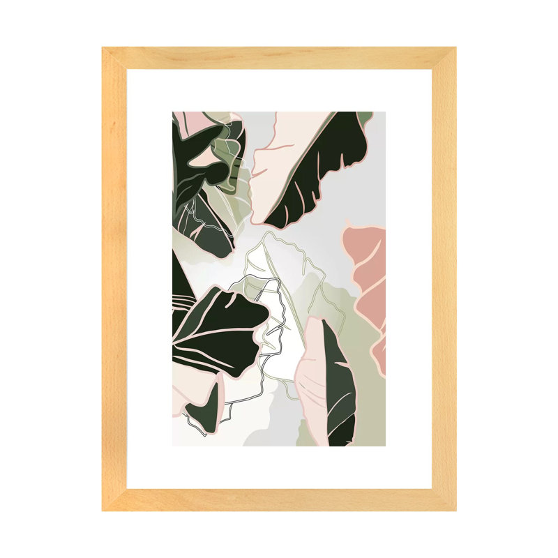 «Leaves Bananenpalmen» par Ana Rut Bré - impression d'art graphique, H 24 po x l 16 po x P 1 po, Blanc