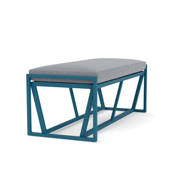 Summit Outdoor Dining Bench, Peacock, Rumba Stonewashed