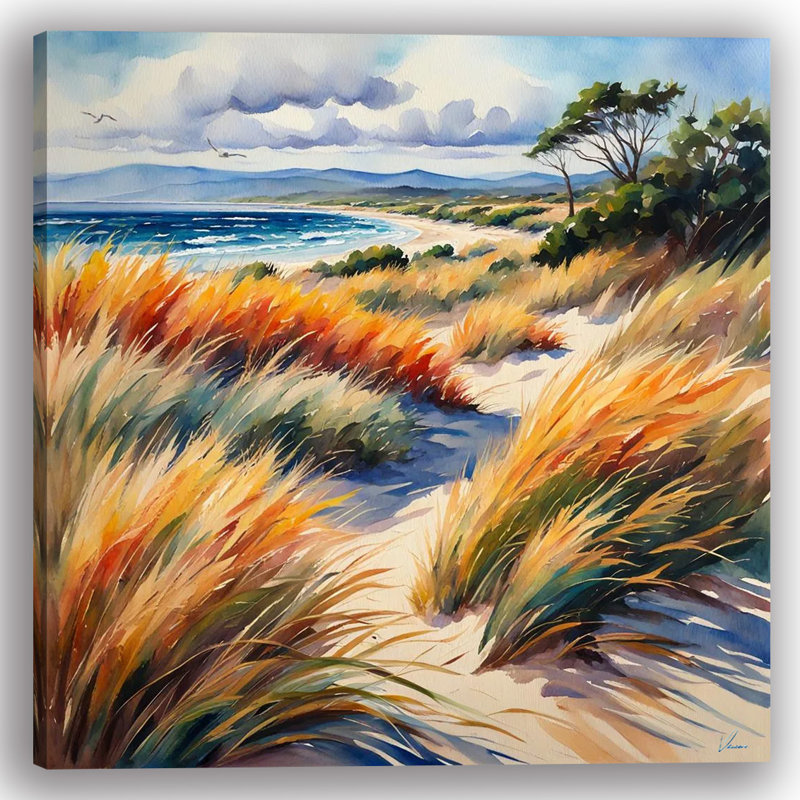 «Windy Coastal Dunes and Autumn Landscape», art mural sur toile tendue, H 30 po x l 30 po x P 1,5 po