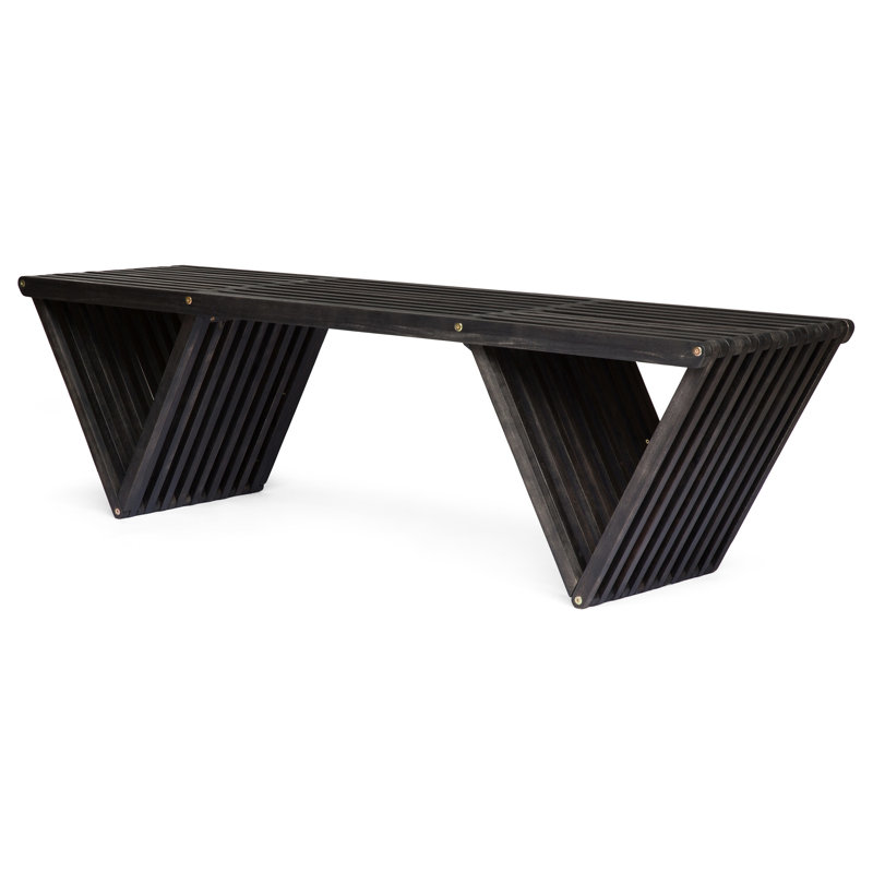Banc de buanderie en bois gris foncé - l 63 po x P 14,5 po H 18 po avec panneaux latéraux gris