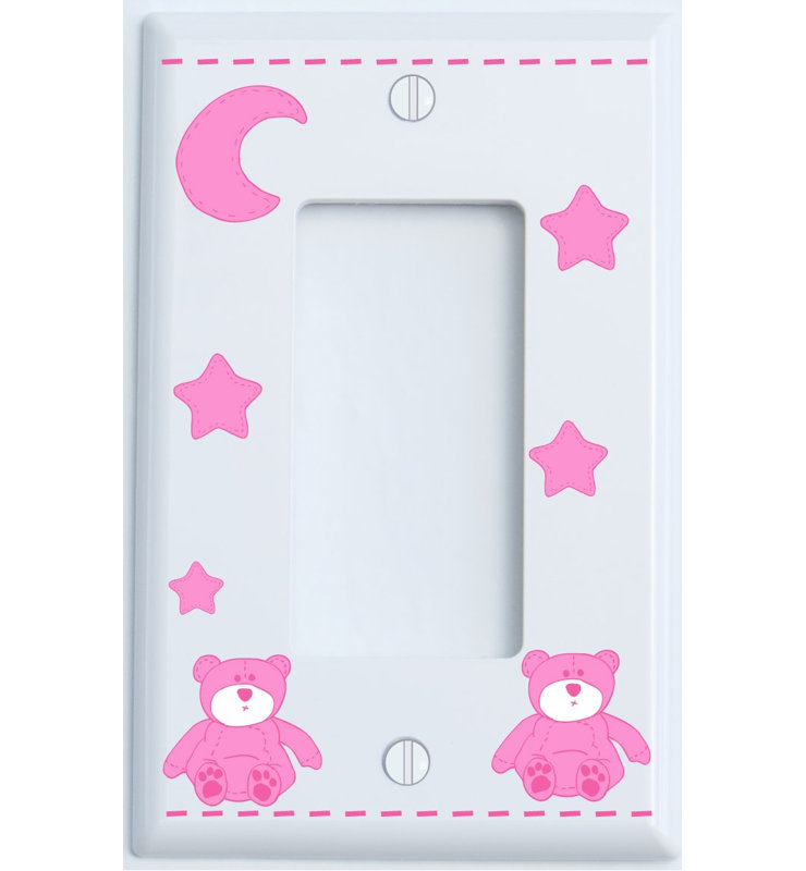 Plaque murale à bascule Teddy Bear, Rose / blanc