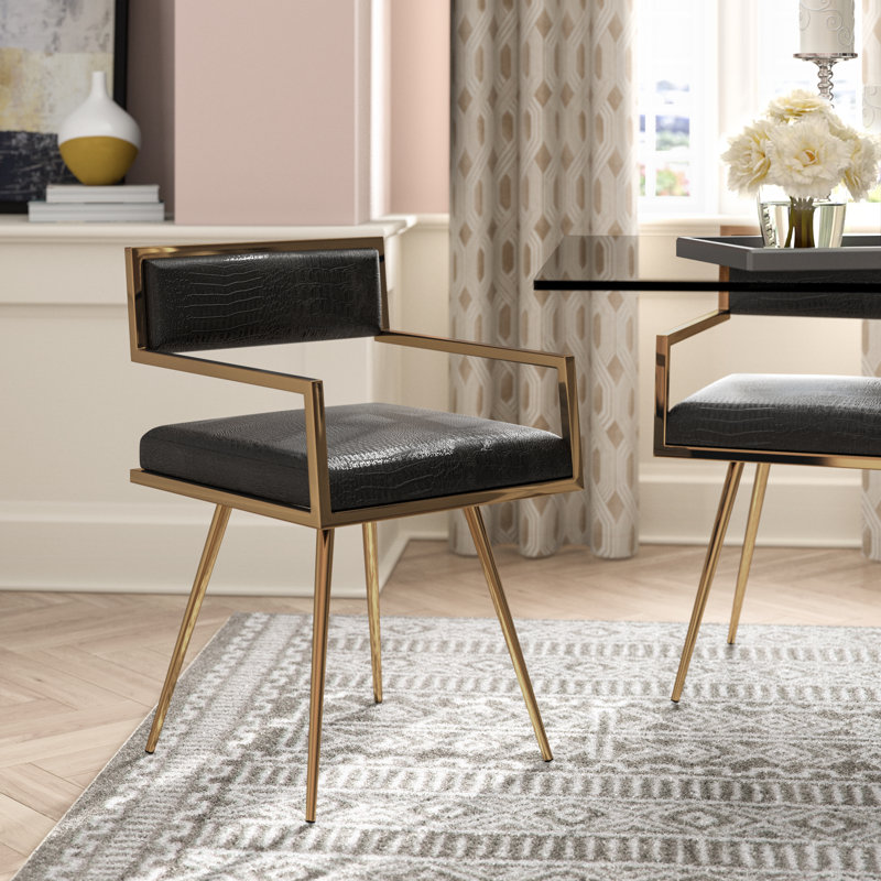 Chaise avec accoudoirs rembourrée Meifod, Noir