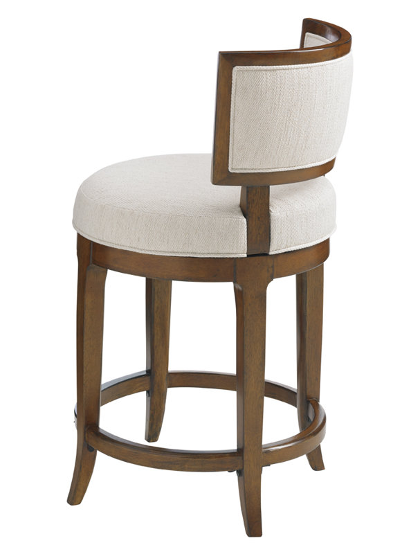 Cream Wood Transitional Swivel Counter Stool