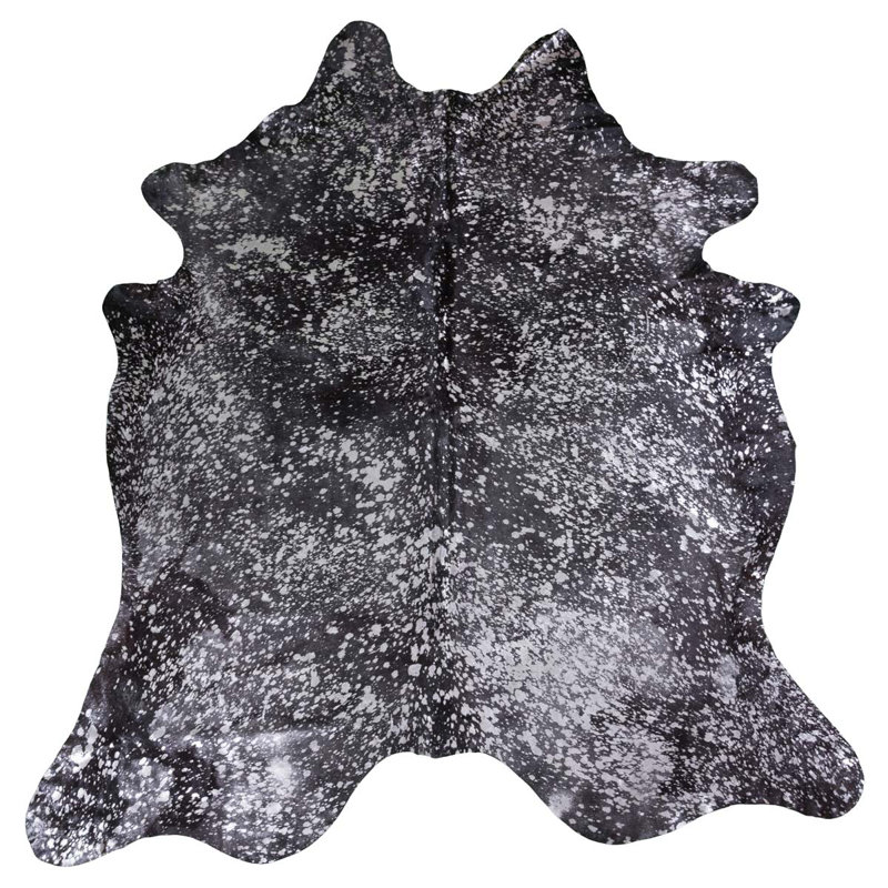Tapis noir en cuir de vache métallique Burgess