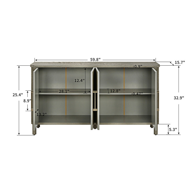 60'' Rounded Design Elements Throughout The Sideboard Including Tabletop