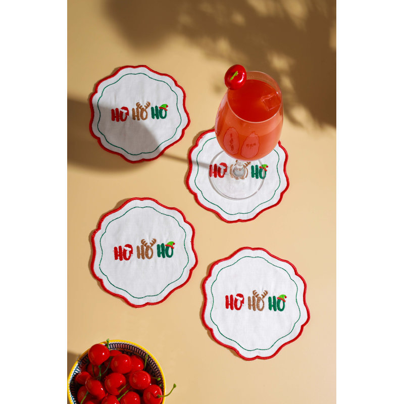 Ensemble de 4 serviettes de table brodées Holiday Cheer