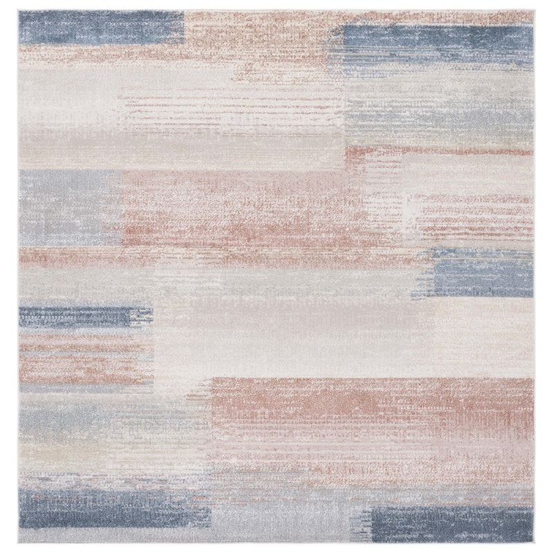 Tapis abstrait lavable à la machine Macur, Carré 6 pi 7 po