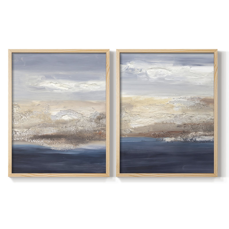 «Tidal Seafoam Horizon I», reproduction encadrée de qualité supérieure - prête à être accrochée - aucun clou requis - aucun clou requis