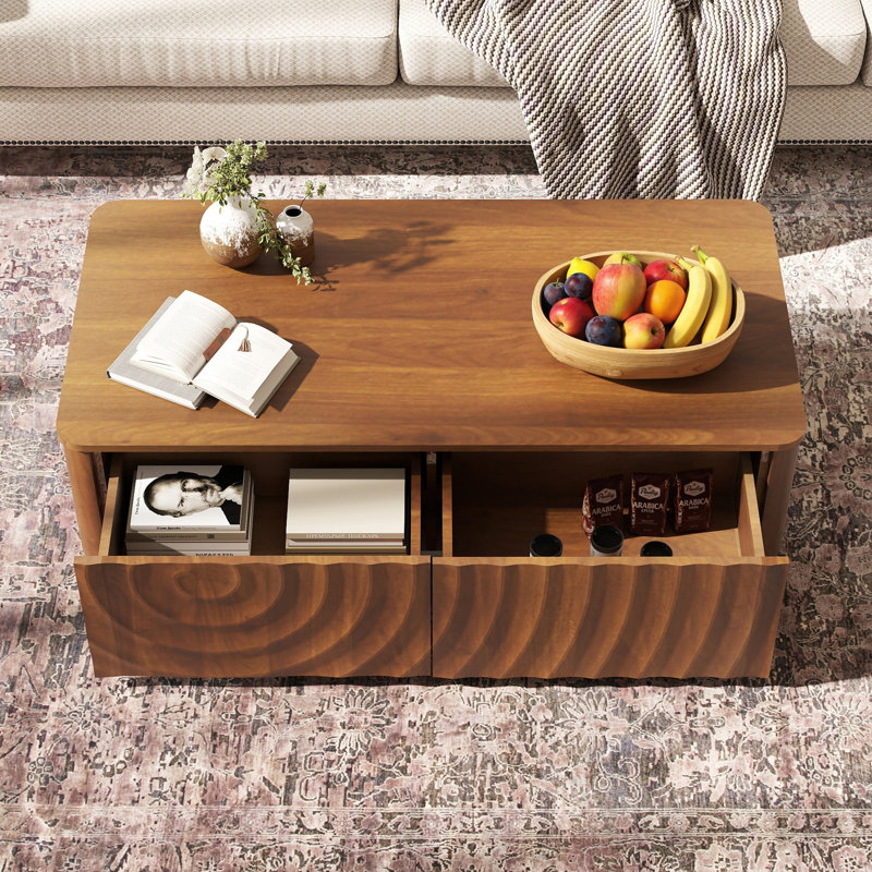 Table basse rectangulaire 47 po avec rangement, Noyer brun