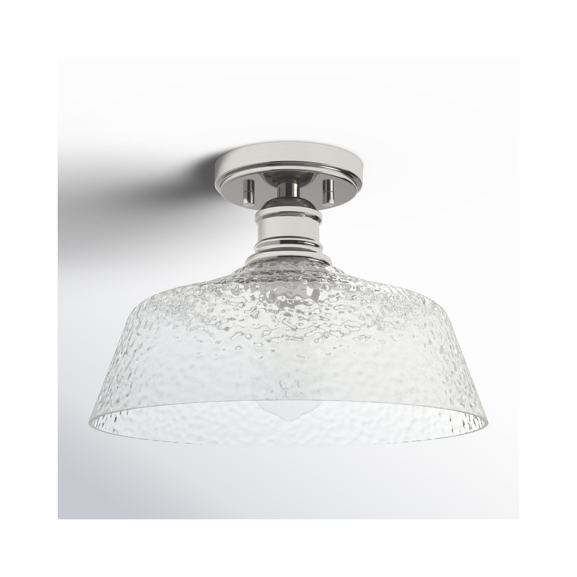 Lindholm Single Light Glass Semi Flush Mount, Polished Nickel