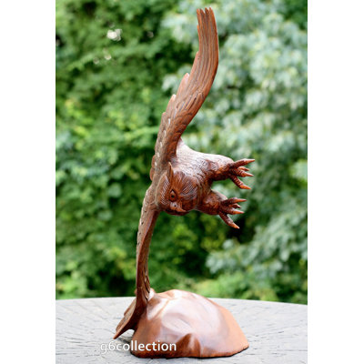 Gerimiah très grande sculpture sculptée à la main 20 chouette en bois brun foncé Statue Sculpture Figurine Home Decor