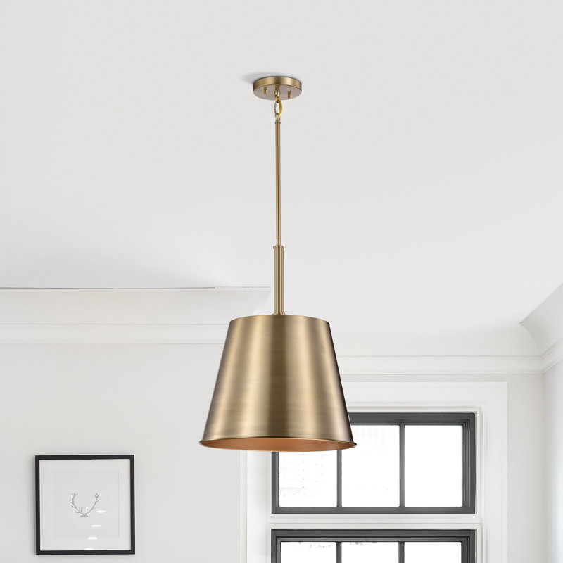 Luminaire suspendu simple à 1 lumière Jahirah, Laiton bruni / or, H 20,75 po x l 15 po x P 15 po