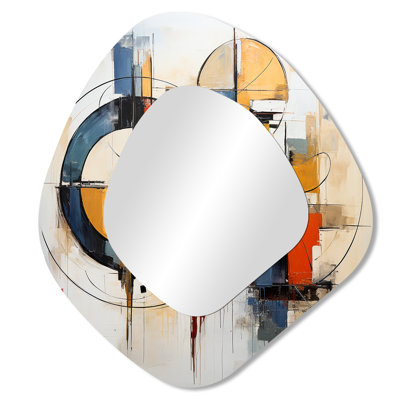 Colourful Mid Century Abstract Fusion I - Abstract Midcentury Mid-Century Asymmetrical Wall Mirror