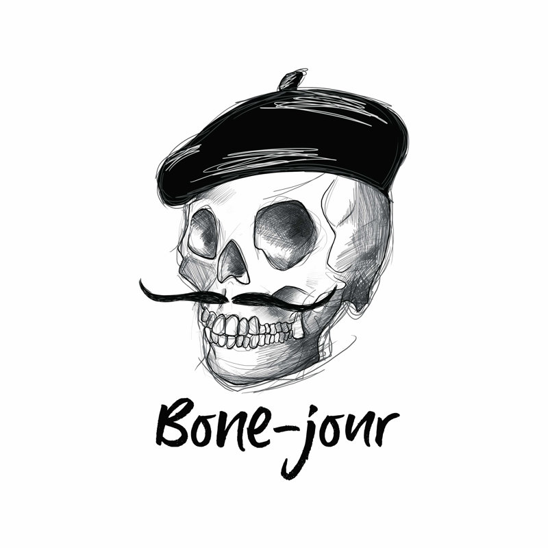 Croquis de crâne «Bone Jour», H 36 po x l 36 po