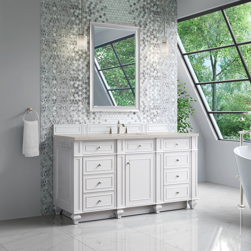 Bristol 60'' W Vanity, Bright White, 8" Widespread, Siberian