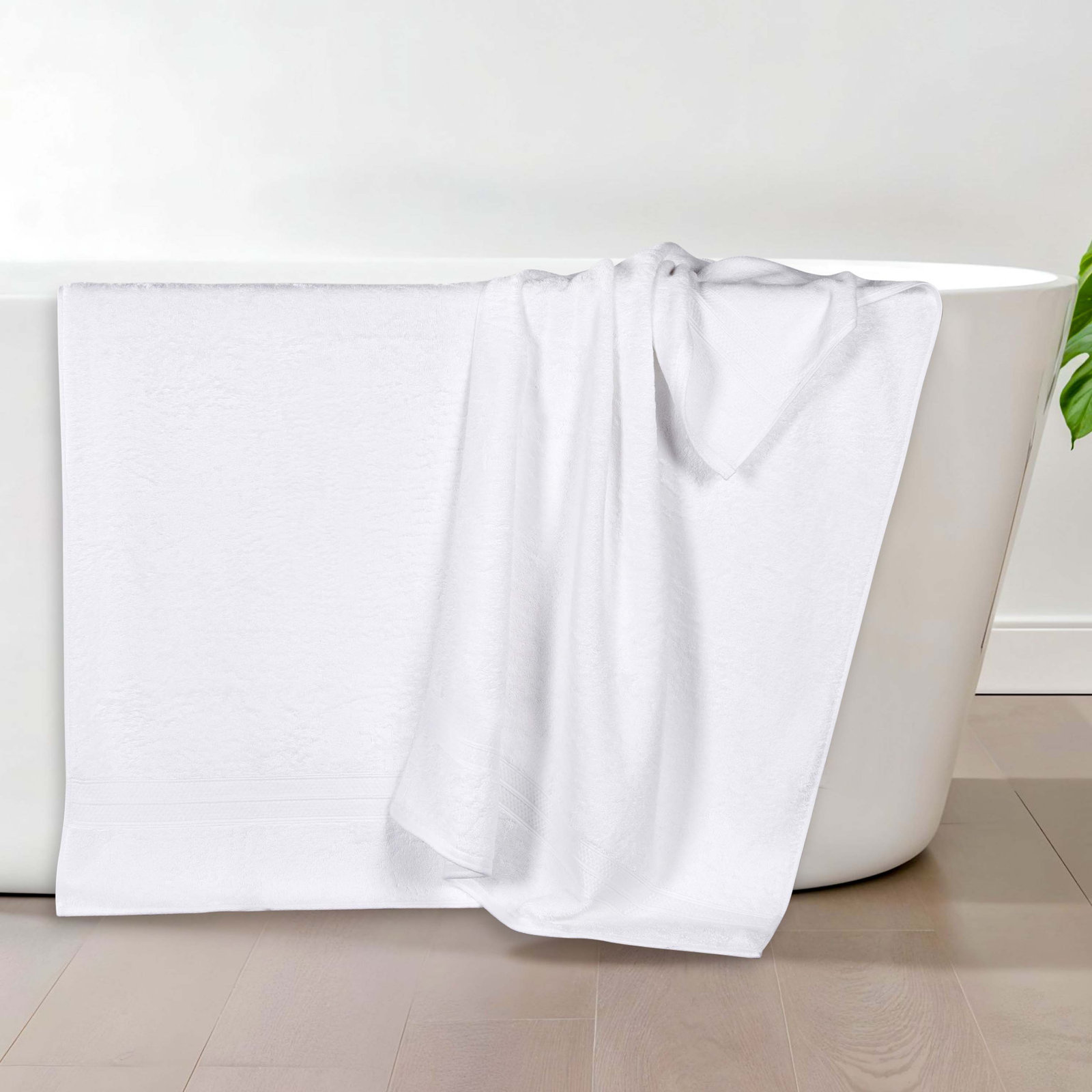 Nolhan Bamboo Cotton Bath Towel Set, White