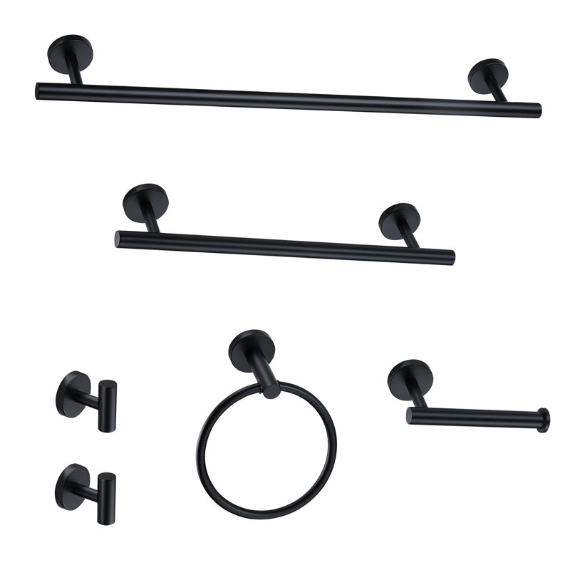 6-Piece Bath Hardware Set 24&16 in. with Mounting Hardware, Matte Black