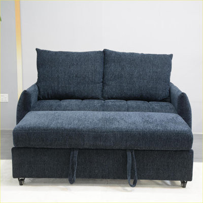 Sofa Beds | Modern 57.48” Convertible Adjustable Futon Sleeper for Living Room Apartment RV | Navy | Fabric