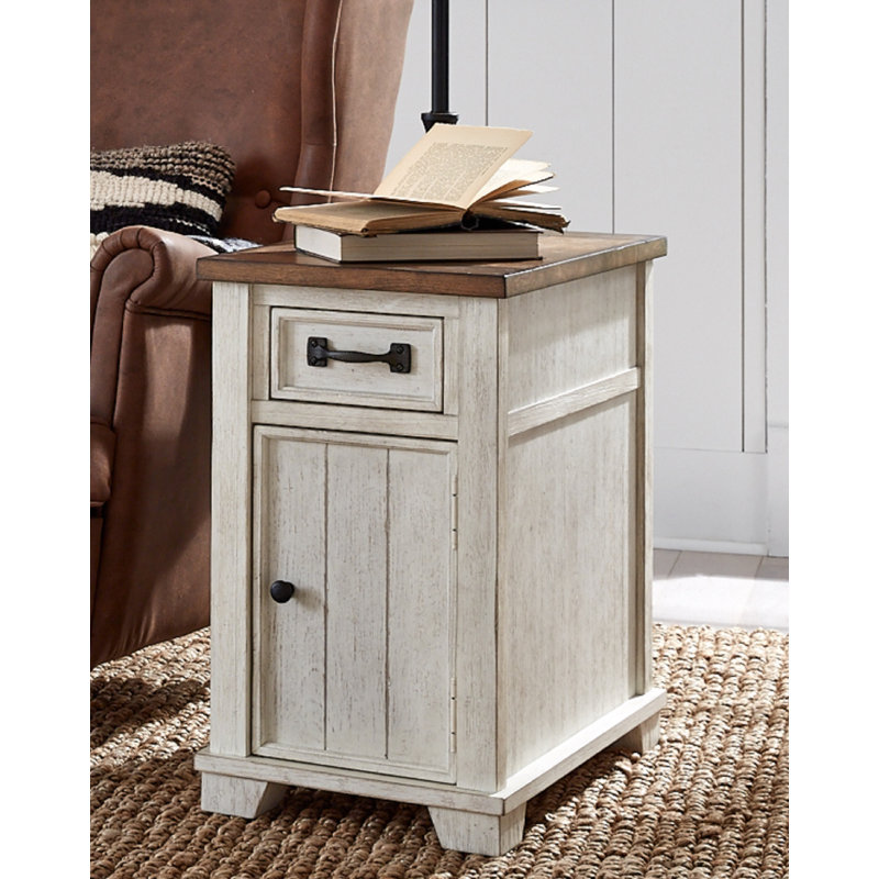 Solid Wood Top End Table with Storage