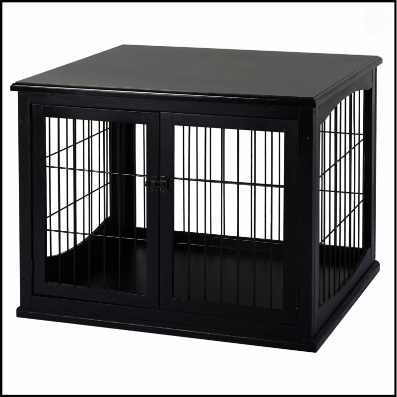 Meuble de caisse pour chien Pawhut, petite table de bout avec cage pour deux côtés, porte verrouillable et design décoratif