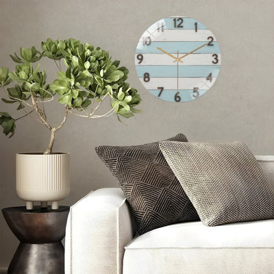 Clock Face Mountains Ocean Sunrise Art - 12'' Modern Glass Wall Clock