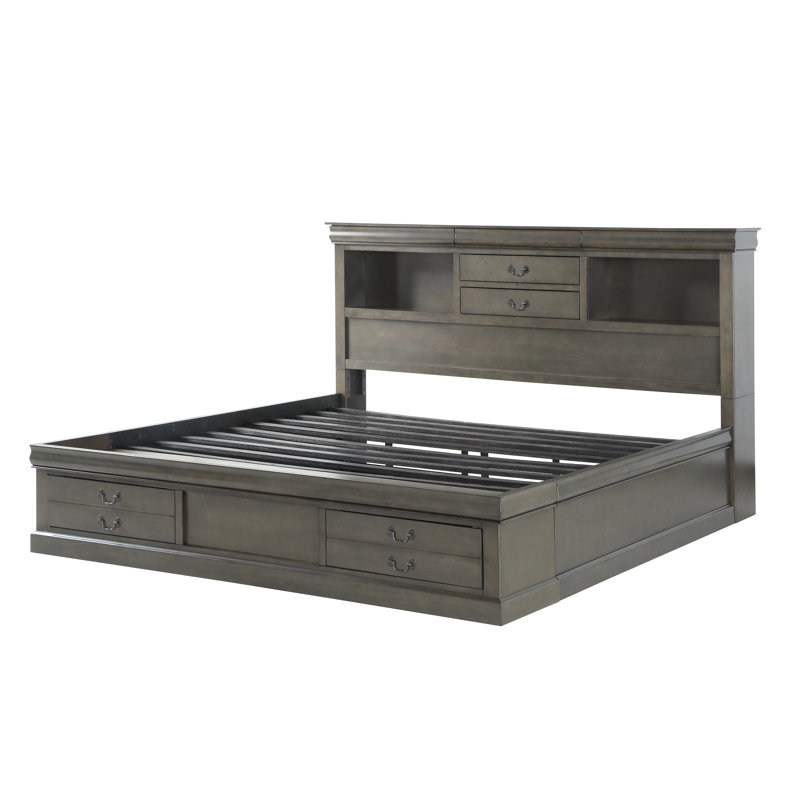 Lit plateforme avec rangement Walliston, Grand, Gris foncé