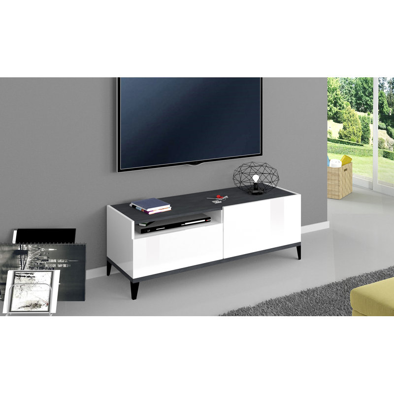 Puteaux Unfinished TV Stand, White Glossy/Slate