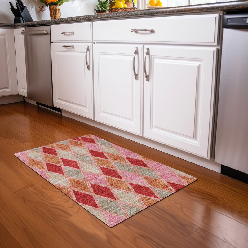 Premium Machine Washable Prisco Pink Rug, Rectangle 1'8" x 2'6"