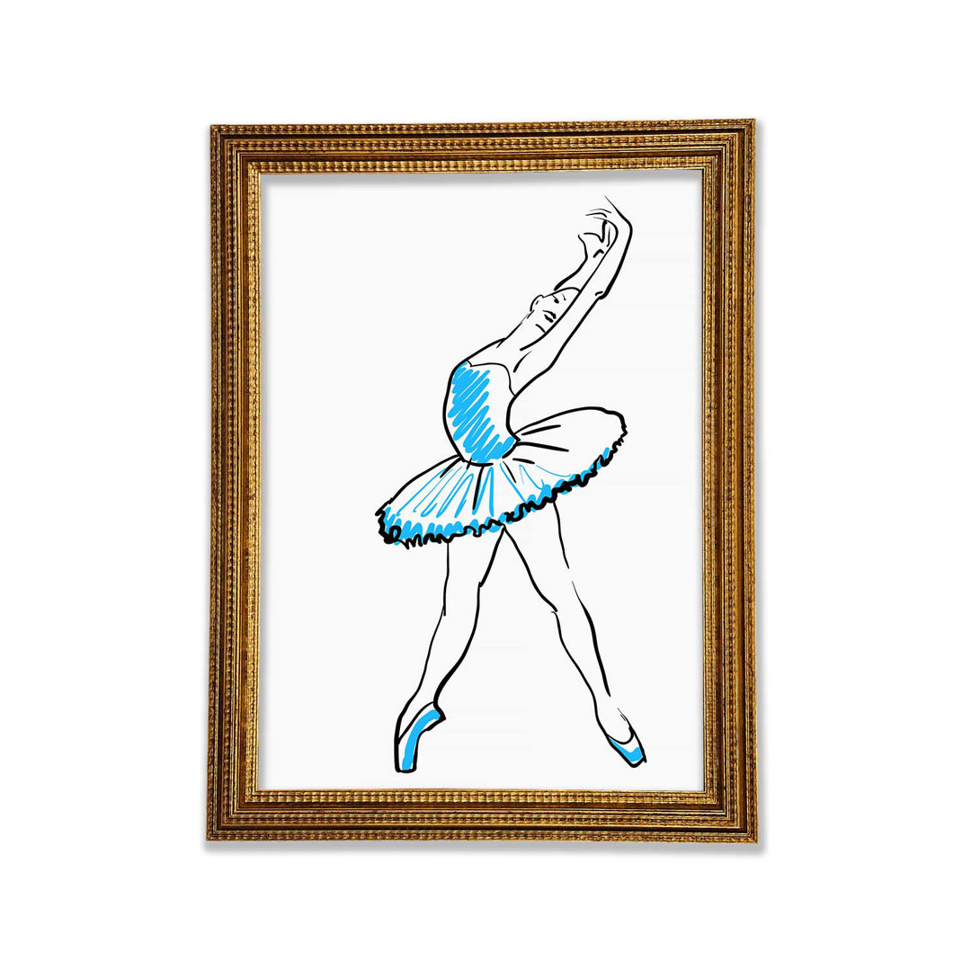 Blaue Ballerina 1 - Einzelner Bilderrahmen Kunstdrucke