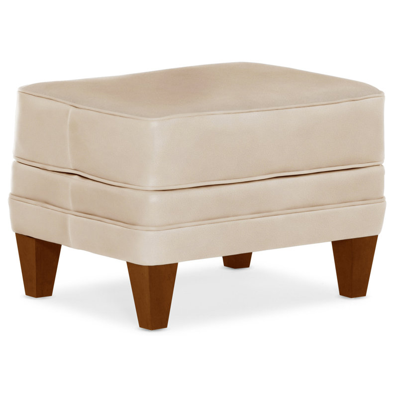 Willow Upholstered Ottoman, New Classiques, Aline Light Gray Stonewash Genuine Leather