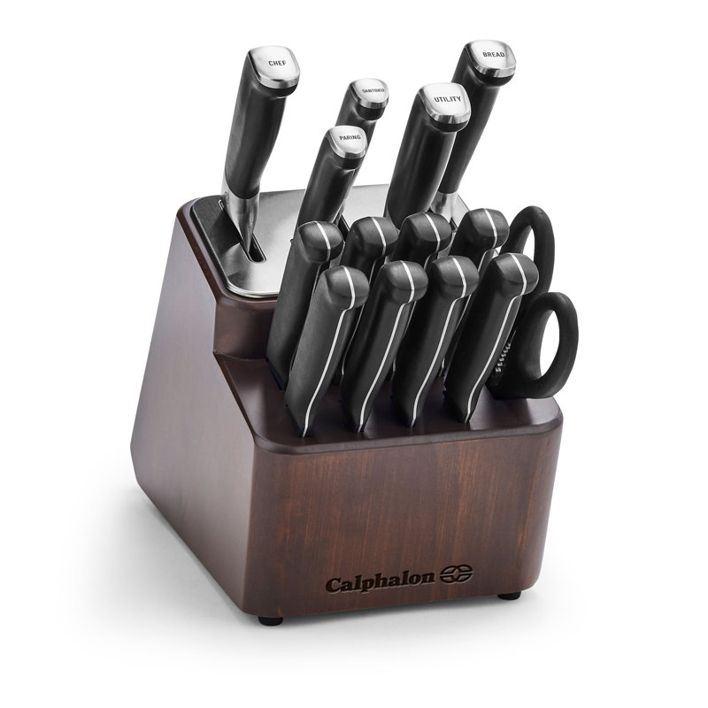Calphalon Premier SharpIN Knife Set with Sharpening Knife Block, 15 Piece, Carbon Steel