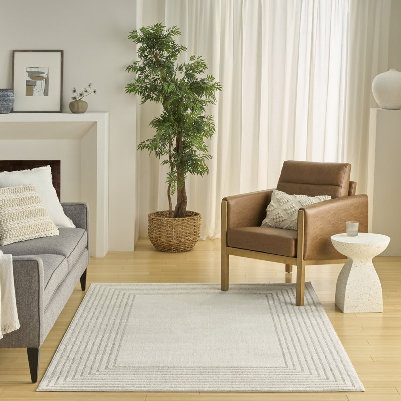 Tapis d'intérieur moderne gris ivoire Ebern Designs Bonnert, Rectangle 3 pi 11 po x 5 pi 11 po
