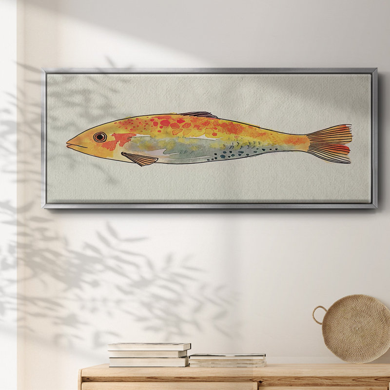 Poisson fantaisiste II - toile encadrée, H 8 po x l 20 po