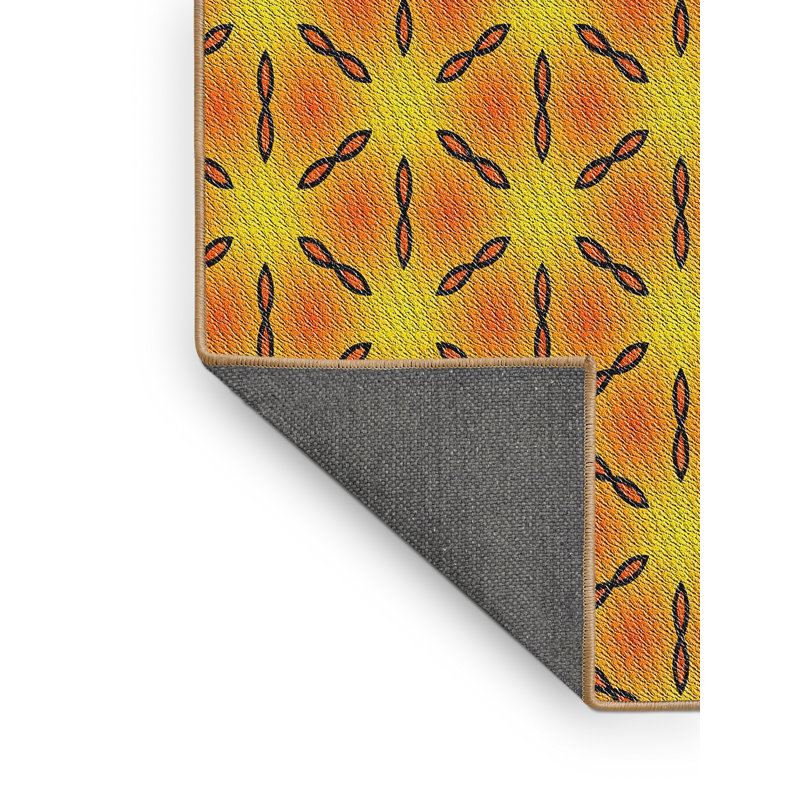 Tapis jaune/vert à motifs Pagar, Rectangle 3 pi x 5 pi
