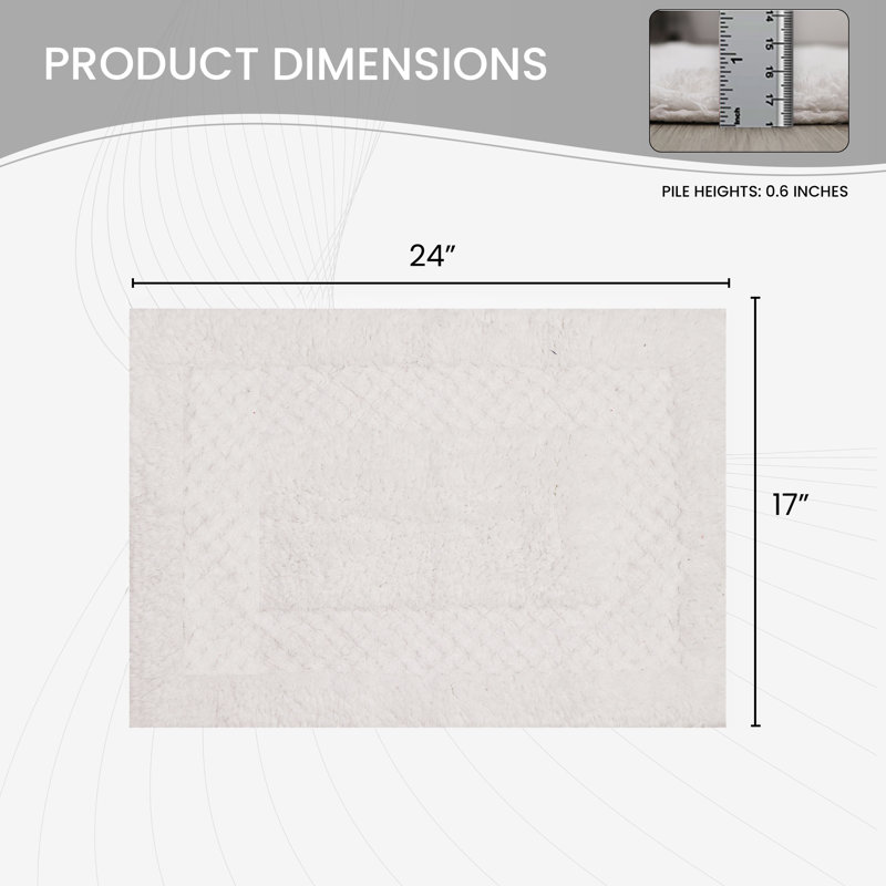 Tapis pour salle de bain 100% coton Classy Bathmat, l 17 po x L 24 po, Blanc