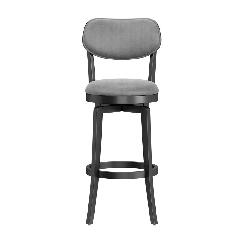 Neriah Swivel Upholstered Counter Stool, Bar Stool (31.5" Seat Height), Black 