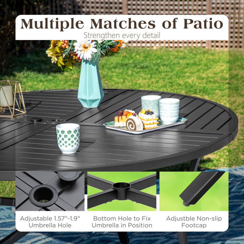 los angeles metal umbrella patio tables Emma + Oliver Commercial Grade 35.25" RD Sky BL Indoor-Outdoor Steel Table-Umbrella Hole Blue friendly and finely handcrafted gold Member's Mark 22" Outdoor Patio