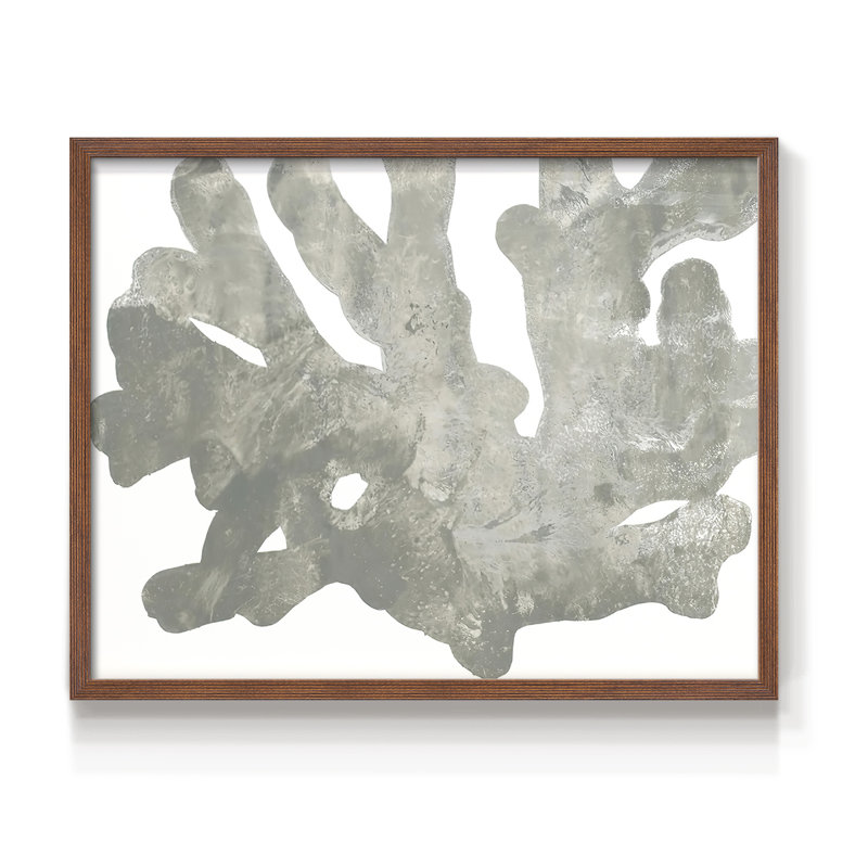Stone Macro Coral IV - Reproduction encadrée - Restickable, H 8 po x l 10 po, Noyer