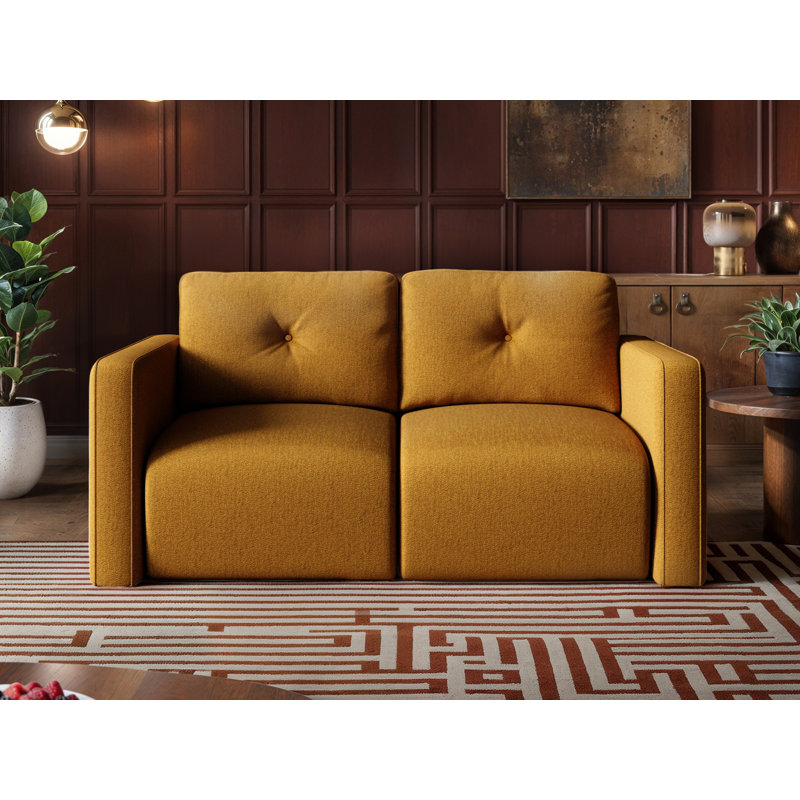 2 Seater Chenille Sofa, Mustard