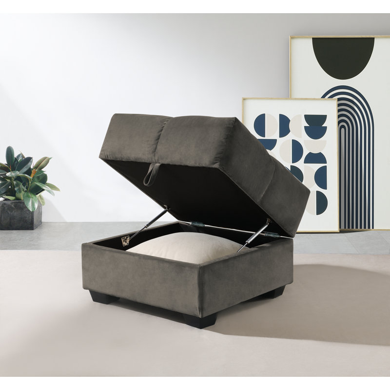 Tusarora 70cm Wide Velvet Square Solid Colour Ottoman with Storage, Mink Grey
