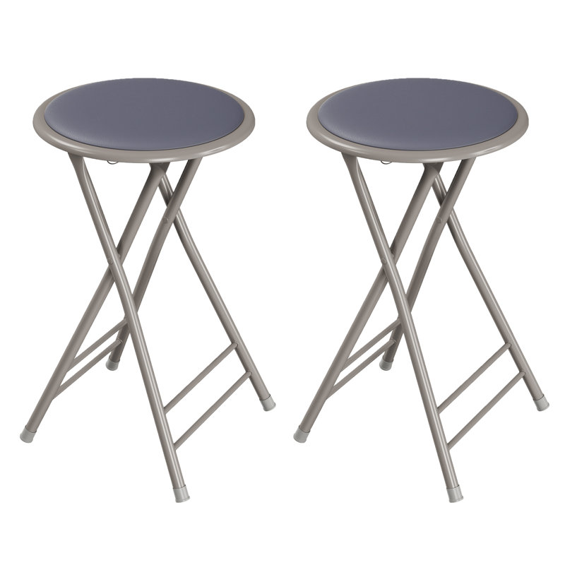 Heavy Duty 24-Inch Counter-Height Bar Stools with 225 Pound Capacity, Grey, 2